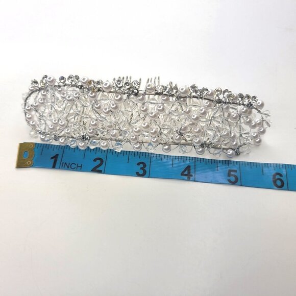 Pearl Tiara Haircomb Pearl and Crystal Hair Accessory - Picture 10 of 11
